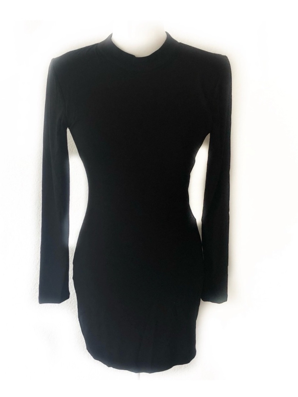NBD Black Long Sleeve Open Back Mini Dress